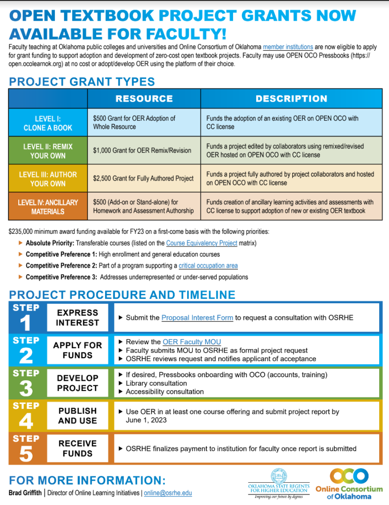 Open Textbook Project Grants Flyer