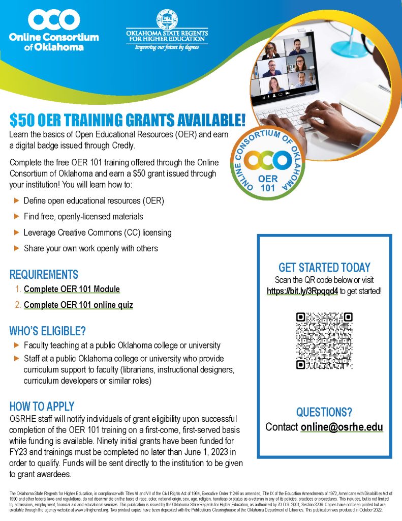 OER 101 Training Flyer